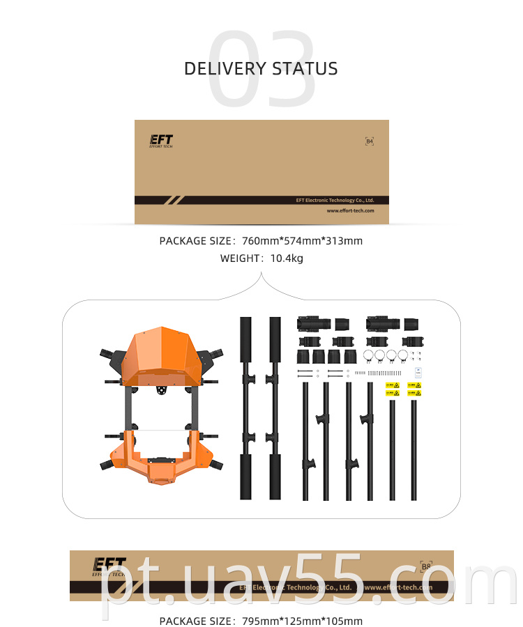 eft gx series g630 30l agriculture drone frame